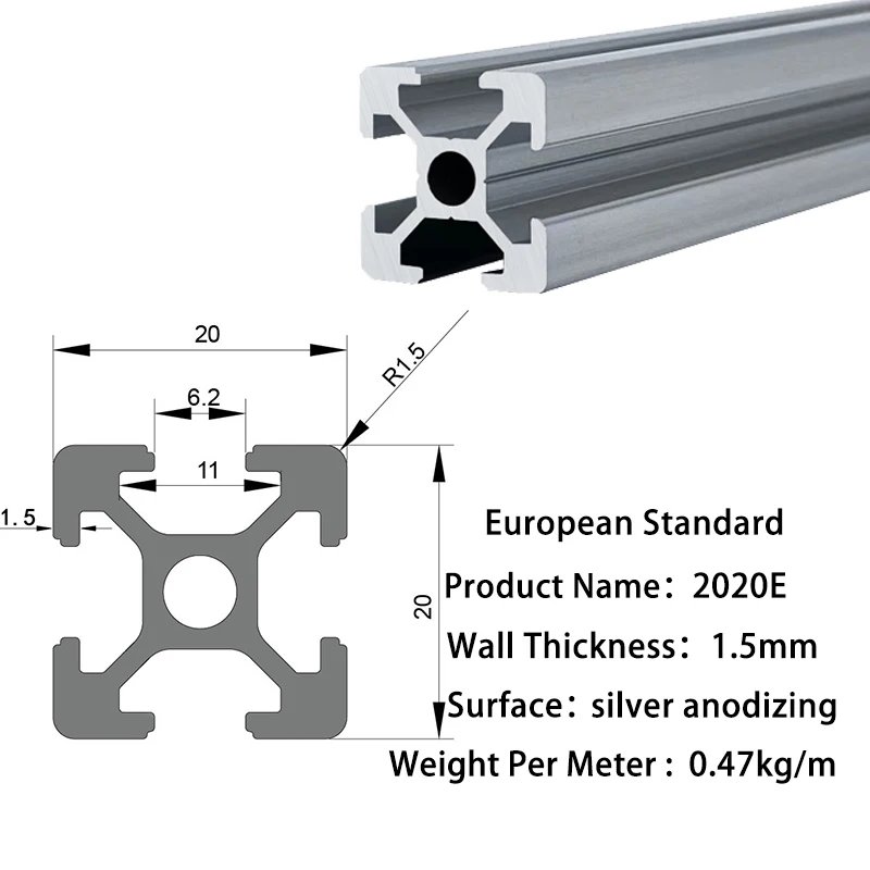 التخصيص 20x20 الألومنيوم الشخصي 6000 سلسلة نظام الملف المعياري الصناعي 2020E مع خدمة القطع والأكسدة #2