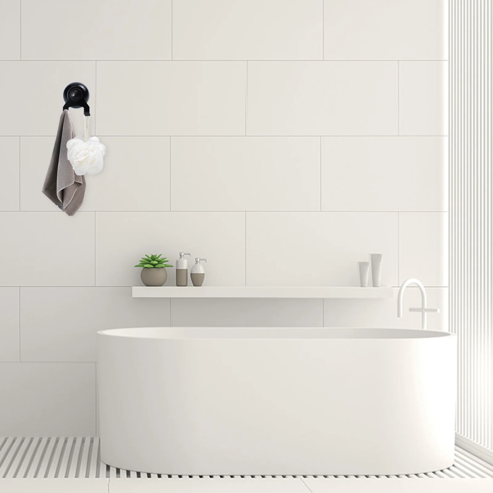 

1pc Stainless Steel Hook Suction Cup Wall Mount For Bathroom Kitchen Key Bag Storage Sundries Holder No Trace Waterproof