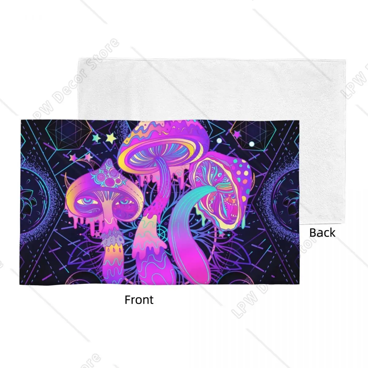 Neon Glow Psychedelic Mushroom  Quick Dry Cotton Face Towel Super Soft Yoga Towels