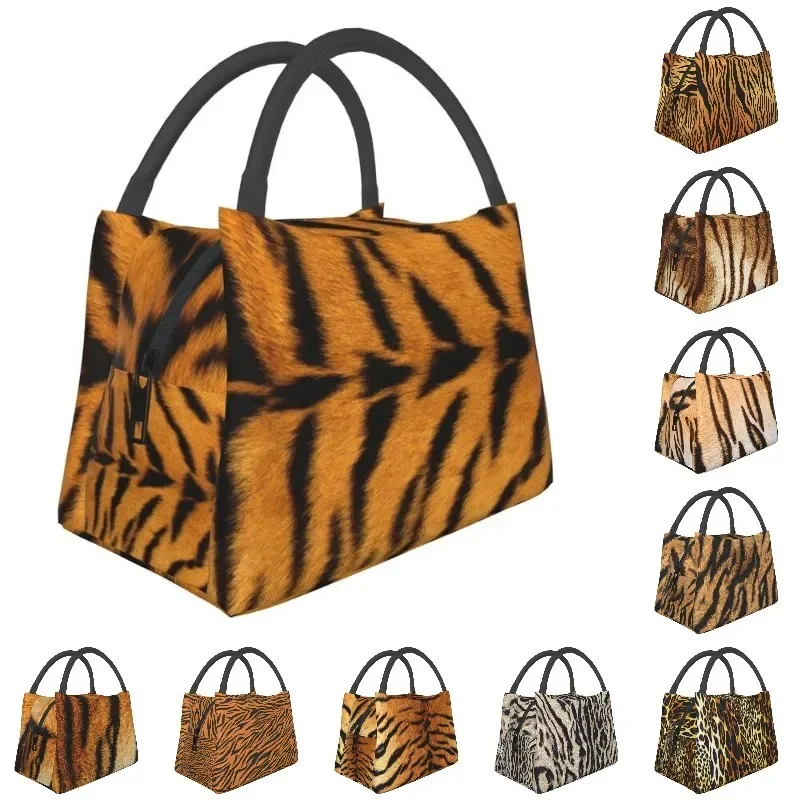 Animal Skin Pattern Insulated Lunch Bags for Outdoor Picnic Tiger Cheetah Print  Resuable Thermal Cooler Bento Box Women