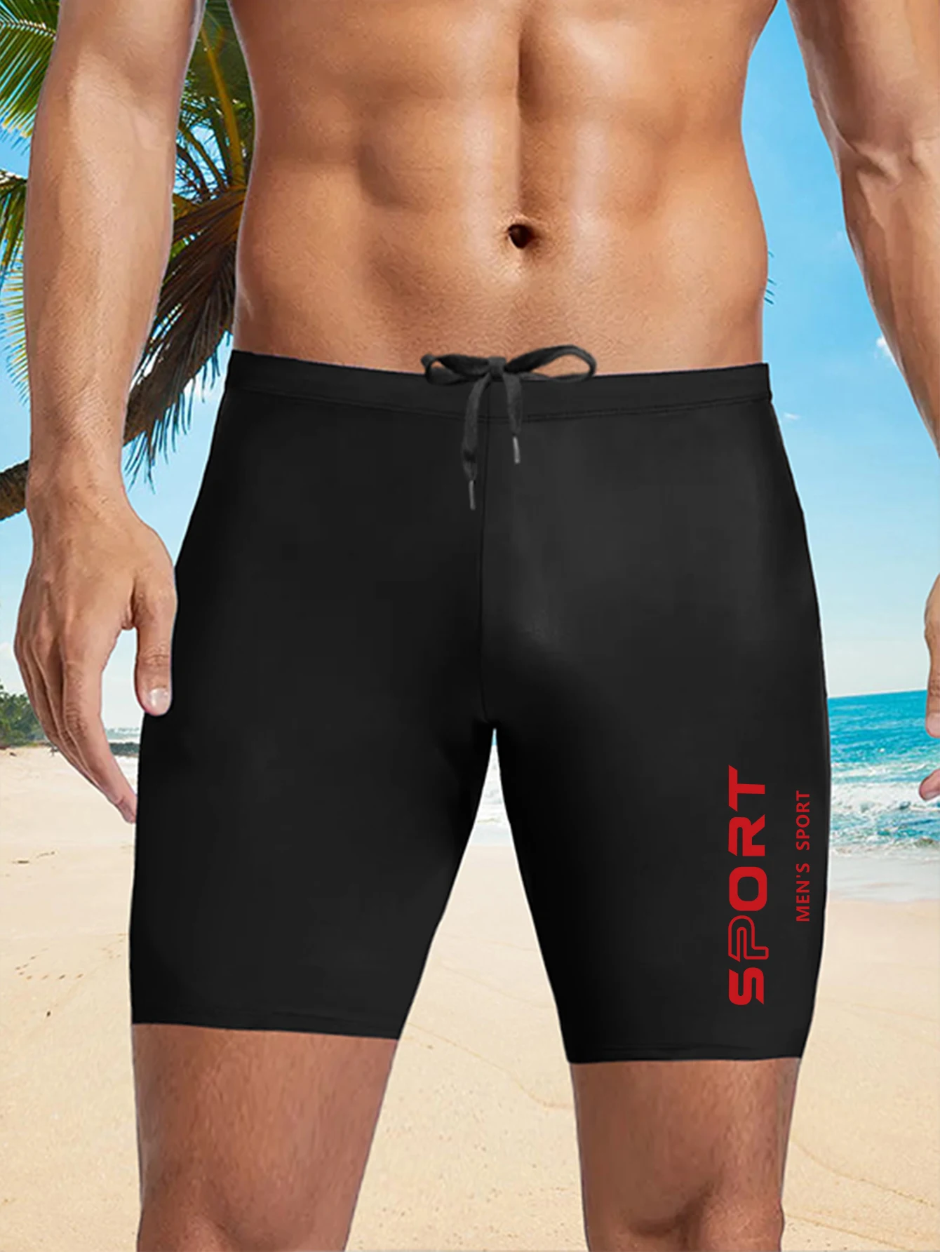 Comfort Quick Dry Men Printed Swim Shorts, Tight Fit & Drawstring Waist Design, Multi-use Swim Trunks for Swimming Pool Seaside