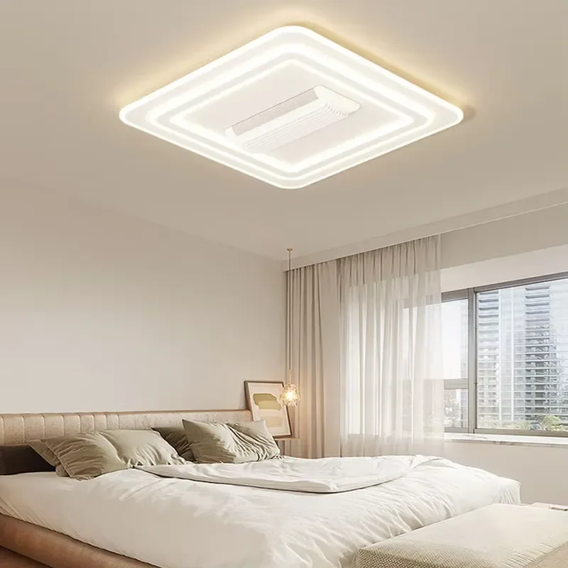 Modern Minimalist Bladeless LED Ceiling Fan with Remote Control Intelligent Eye Protection Electric Air Cooler for Living