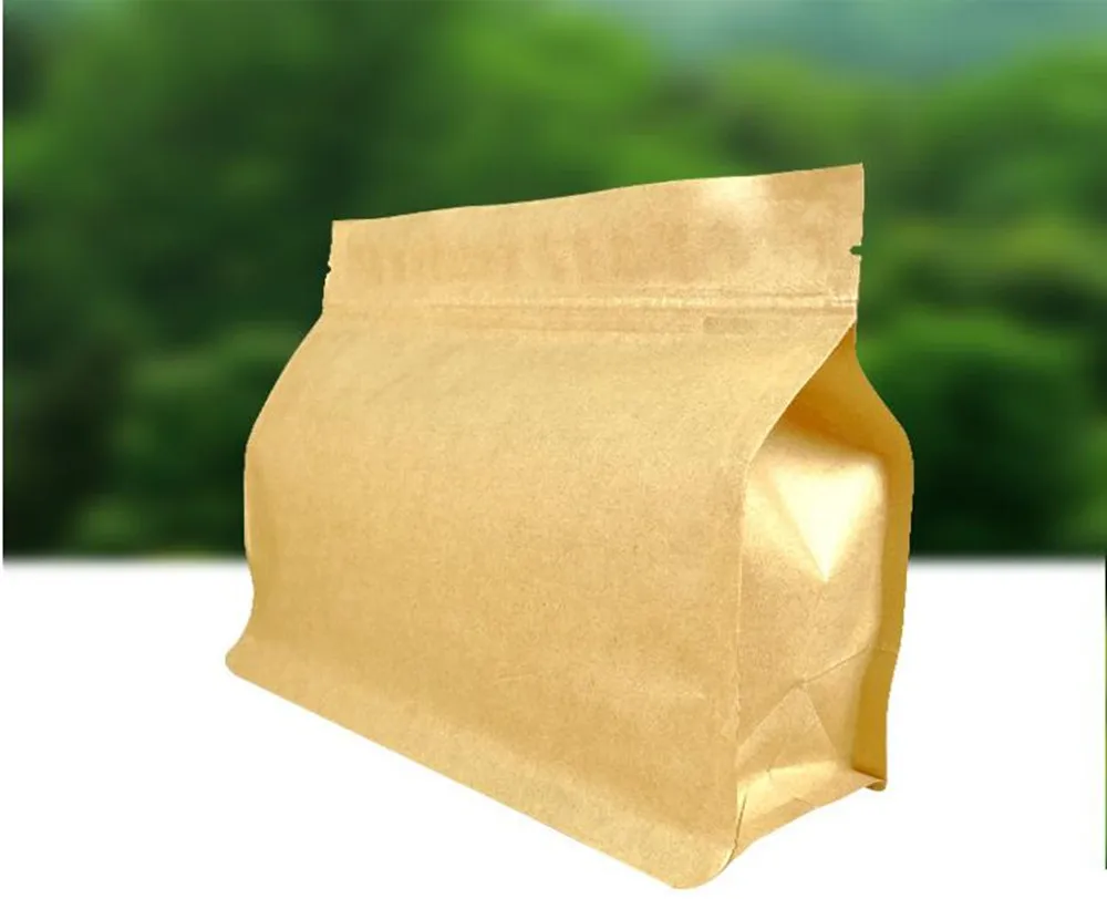 50Pcs Wide Top Kraft Paper Food Packaging Zipper Bag Side Gusset Stand Up Zip Lock Coffee Candy Dried Flower