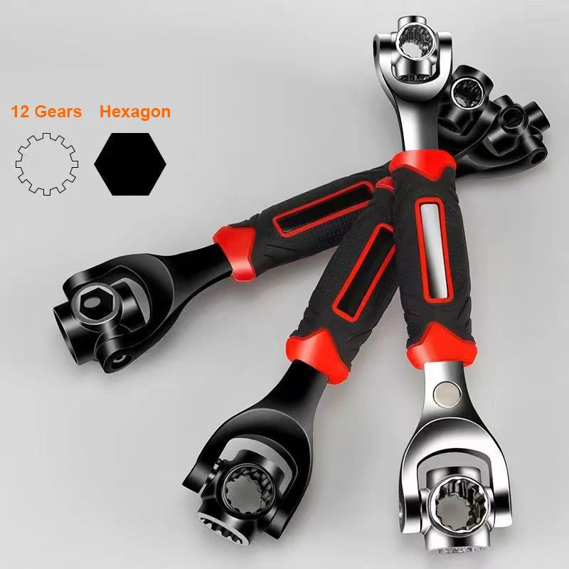 

Multi-function Wrench with 360-Degree Swivel Head for Car Tire Repair and Bicycle Maintenance Tool