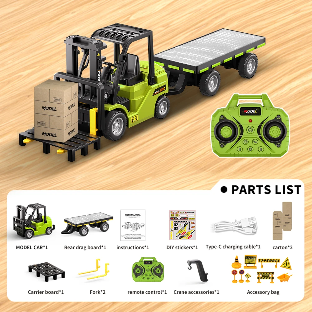 رافعة شوكية ومقطورة من خليط معدني للتحكم عن بعد 1:64، لعبة هندسية لتطبيق بلوتوث 2 في 1، نموذج محاكاة سيارة هدية مثالية للأطفال #6