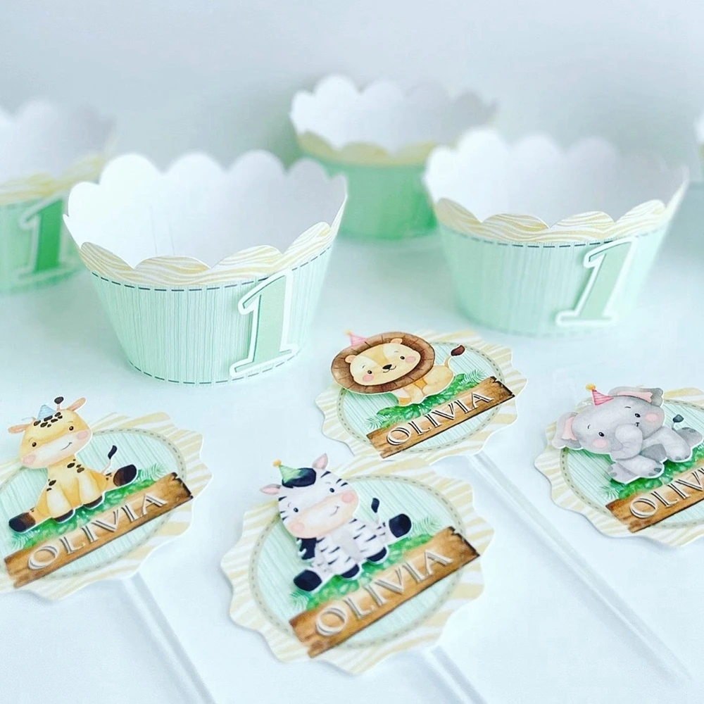 16PCS/Lot Cute Wild Animal Lollipop Cards Candy Holders For Kids Jungle Safari Birthday Party Candy Gift Accessories Supplies