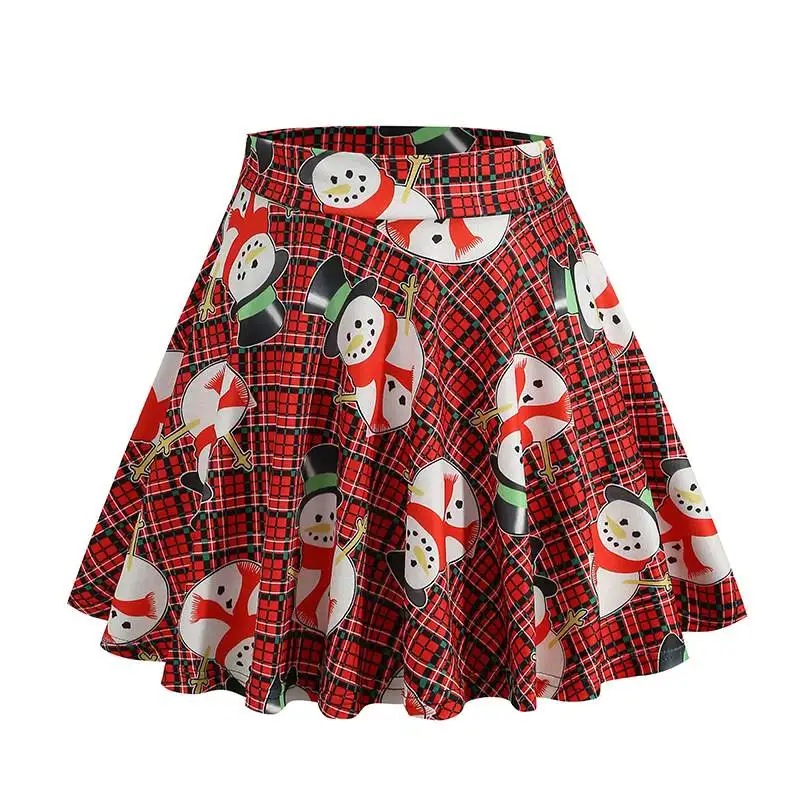 Falda a cuadros estampada para mujer, para halloween y Cisas, temporada de otoño 2024, otro material 00%, falda hasta f