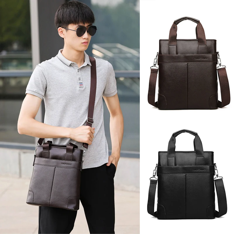 Herren Aktentasche PU Leder Executive Dokument Büro Handtasche Schultertasche Business Messenger Split Crossbody Side Designer Tasche