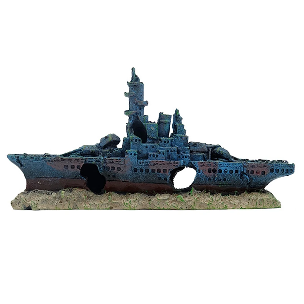 Aquarium Shipwreck Fish Tank Landscaping Resin Crafts Broken Ship Ornaments,B