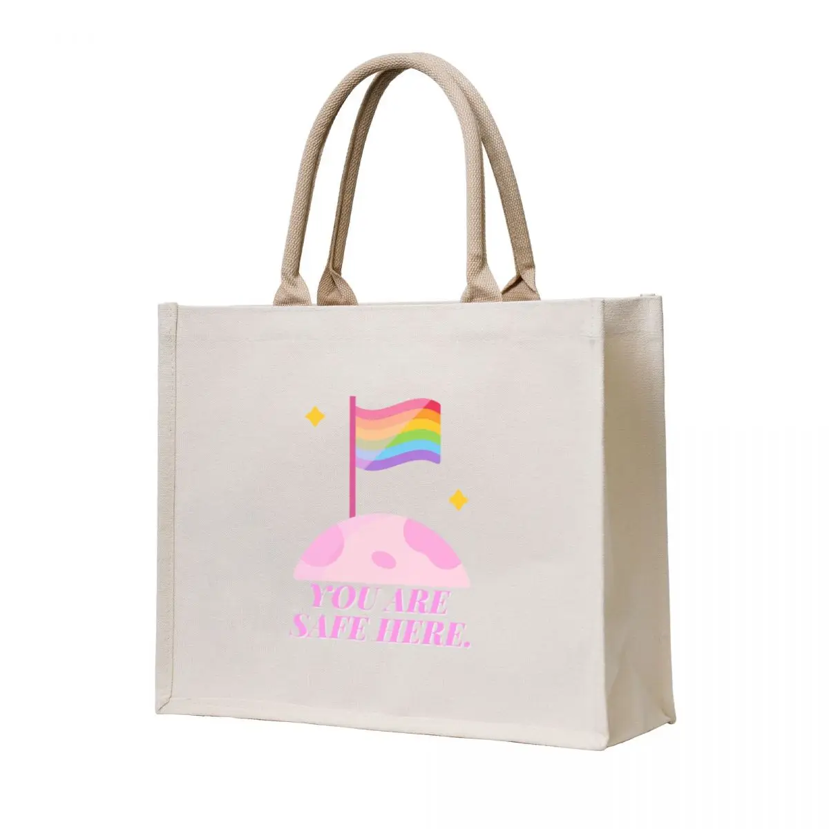 

You Are Safe Here Pastel Tote Bag tote bag custom Canvas bag for women tote men