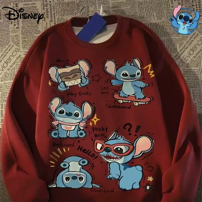 

Disney Cute Cartoon Stitch Sweatshirt for Men and Women, Fashion Personalized, Versatile Casual Loose Top for Autumn and Winter