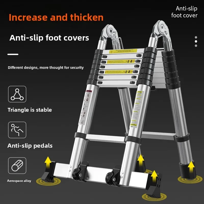 Multi-functional Telescopic ladder herringbone ladder aluminum alloy folding thick staircase lift escalator household