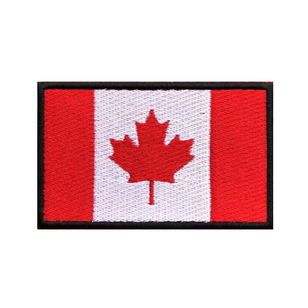 1PC Canadian Flag Canada Armband Embroidered Patch Hook & Loop Or Iron On Embroidery  Badge Cloth Military Moral Stripe