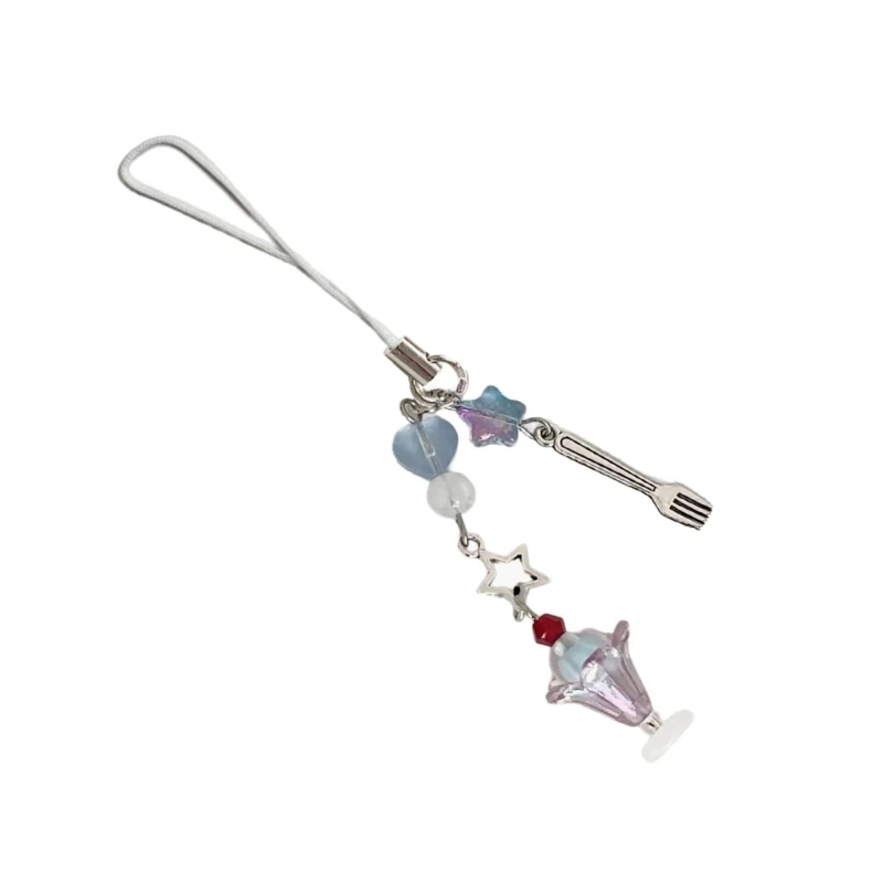 Unique Ice Cream Key Chain Fun and Vibrant Beaded Pendant for Phone or Camera