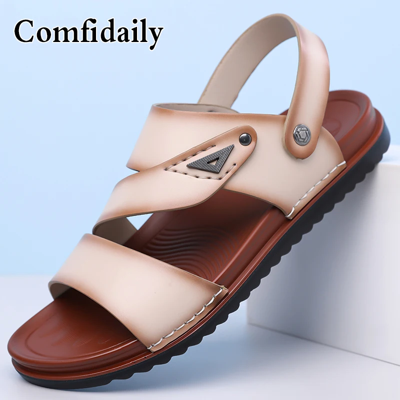 

Men's Summer Fashion Sandals Personality Beach Shoes Anti-slip Soft Bottom Two-Way Wearable Slippers-5301