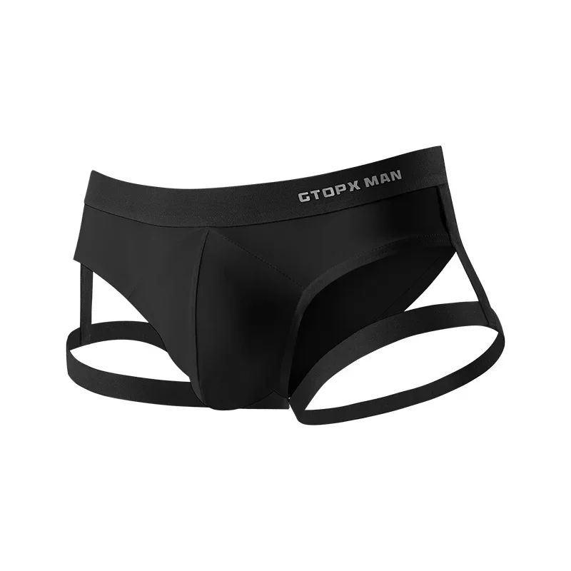 Men Sexy Jockstrap Hollow Leg Loop Lingerie Low Waist Pouch Jock Strap Sports Lifting Buttocks Briefs Breathable Underpants