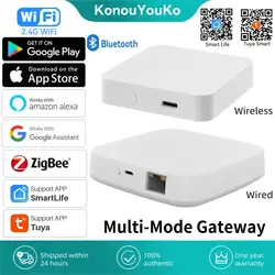 Tuya ZigBee 3.0 Smart Gateway Hub Multi-โหมดสมาร์ทโฮมสะพาน WIFI บลูทูธ APP รีโมทคอนโทรลไร้สายสำหรับ Alexa Google บ้าน