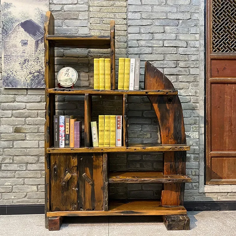 Vintage Boat Wood Bogu Frame Solid Wood Duobao Pavilion Tea Display Cabinet Antique Chinese Living Room Simple Partition