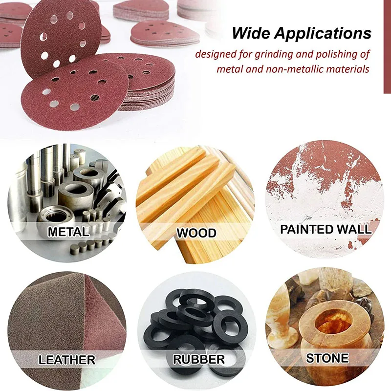 5/10/20/50Pcs 8 Hole Sanding Discs 125mm Sandpaper for Metal Wood Glass Sander Polishing Pads Home Abrasive Tools 40~2000 Grit
