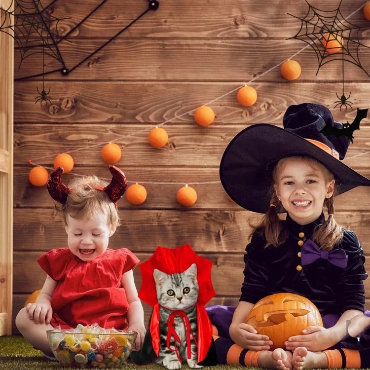 Halloween Pet Cape Costume Vampire Cloak Wizard Outfit Cosplay Apparel Party Costumes for Small Medium Dogs Cats Pet Supplies