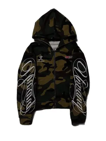 2026 Spring and Autumn New Unisex American Retro Ins Street Camouflage Zipper Hooded Sweatshirt, Printed Design Casual Hoodie