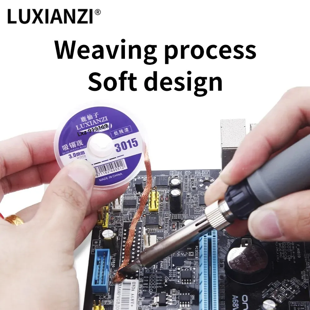 LUXIANZI 1.5M/3M Desoldering Braid Solder Wire Tin Removal Tape Copper Soldering Wick Welding Repair Tool 1.5/2/2.5/3/3.5/4.0mm