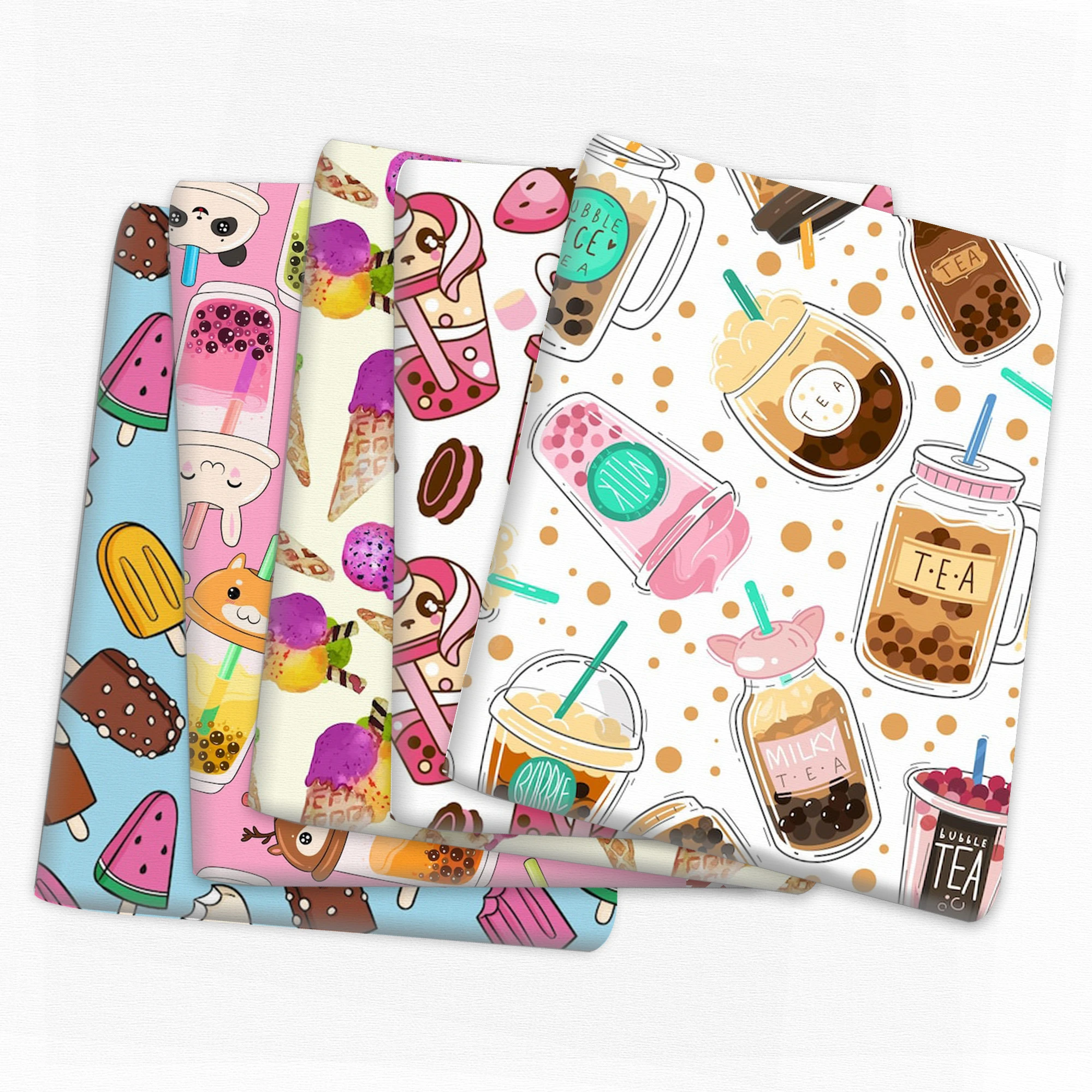 Cupcake Ice Cream 50*145cm Polyester Cotton Fabric Sewing Quilting Needlework Material DIY Dress Handmade Accessories