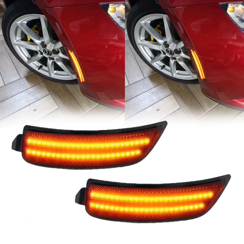 For Mazda Miata MX5 ND 2016-2020 LED Front Amber Side Marker Fender Reflector Bumper Turn Signal Light Mazda ND Canbus Black 2PC