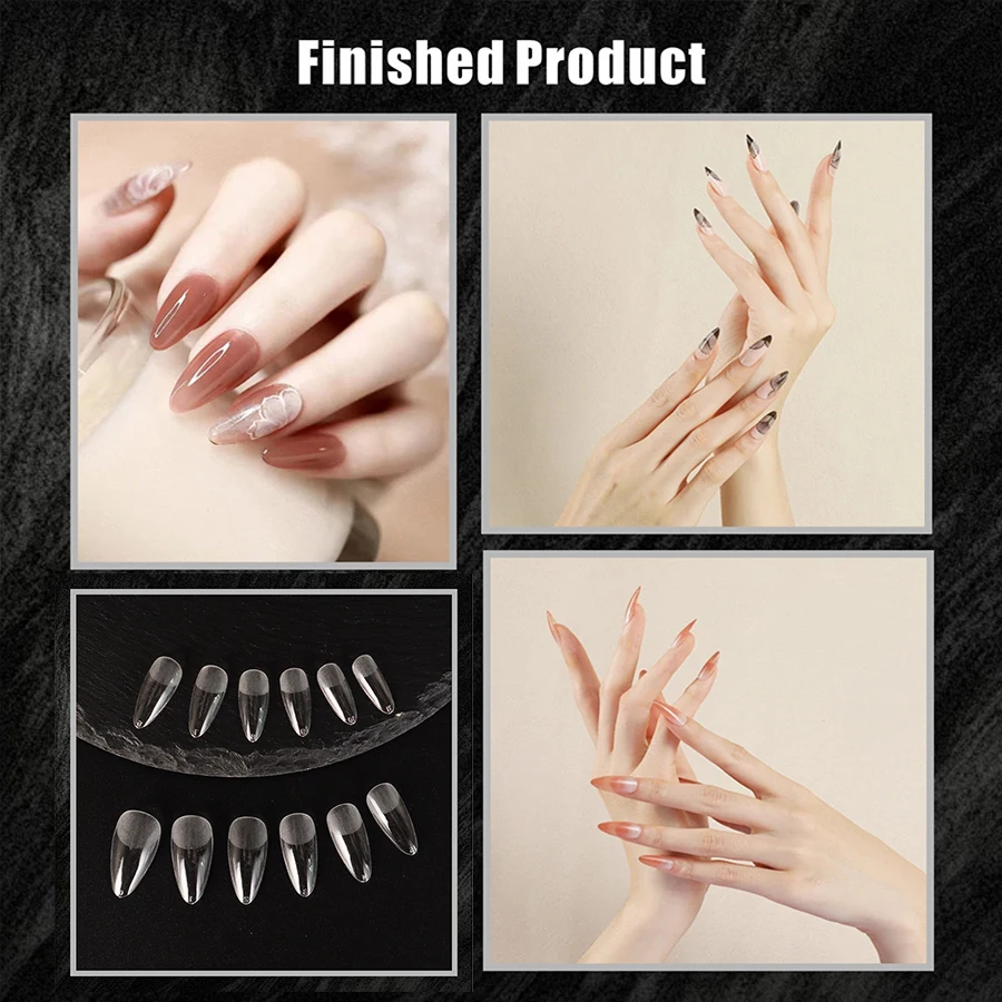 Classic Almond Shaped Frosted Transparent False Nails Acrylic Detachable Press on Nails Daily Dressing Beauty Nail Art 120pcs