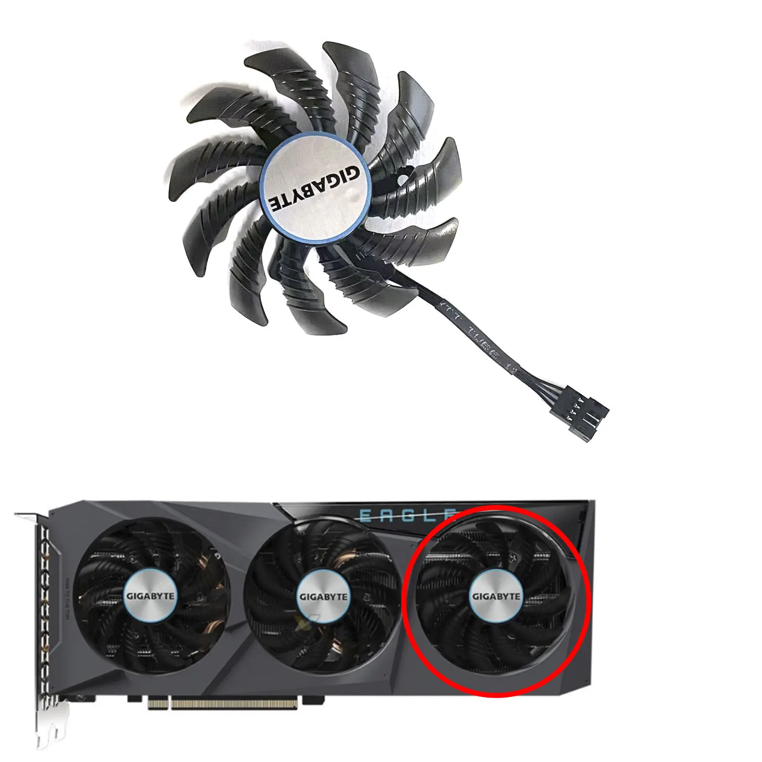 3 FAN Brand new 75MM 4PIN PLD08010S12HH RX6700XT GPU fan for GIGABYTE Radeon RX6600XT 6700 6700XT EAGLE OC graphics card