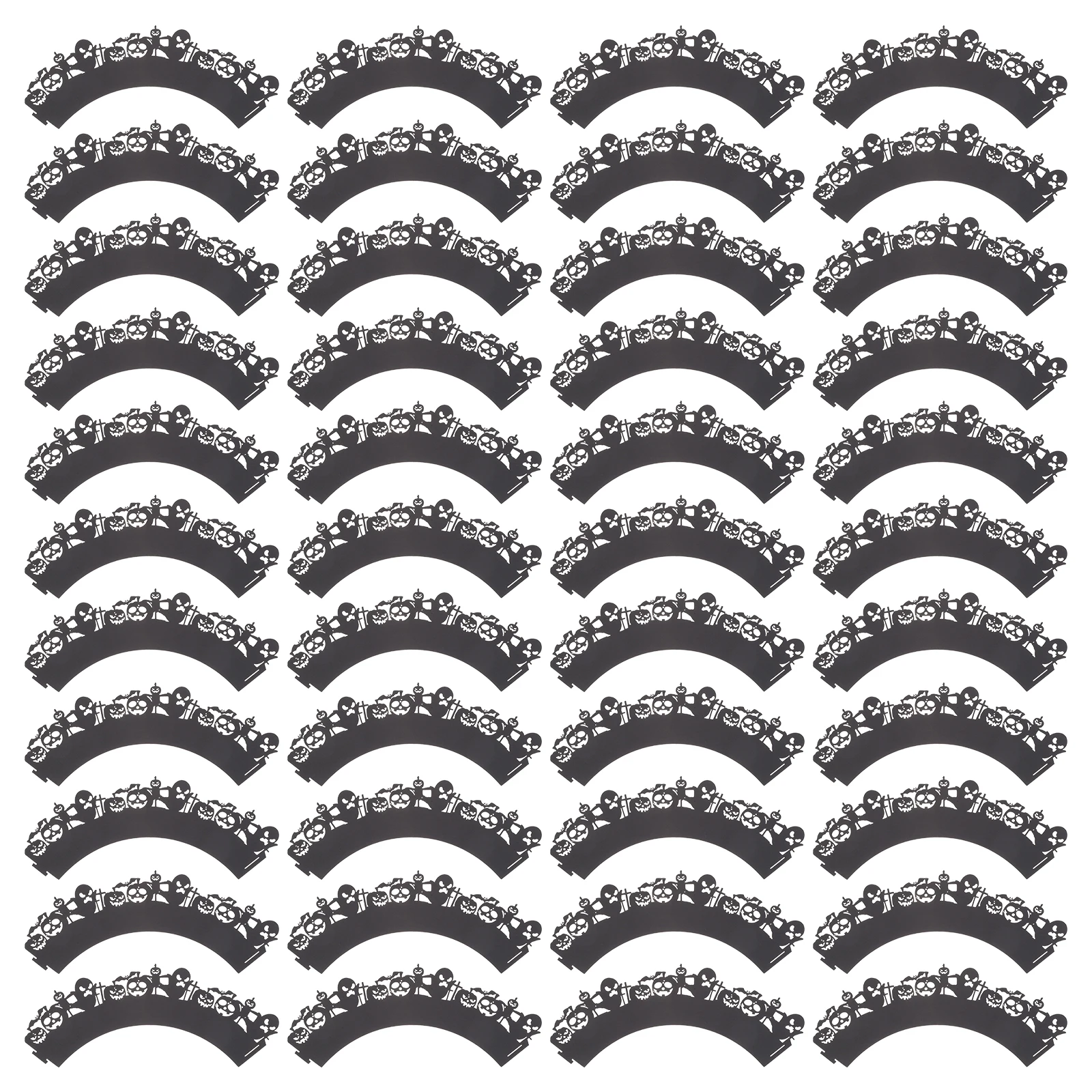 

50 Pcs Decorations Paper Cake Wrap Hollow Out Decor Halloween Party Supplies Cake Toppers Deserts Table Centerpieces Wrapping