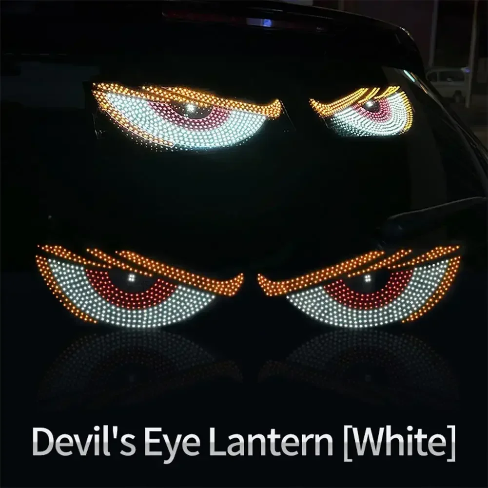 2025 Nieuwe Auto Dynamische Devil's Eye Licht Auto Sticker Led Display Vrachtwagen Auto Voor- en Achterruit Glas Licht oog Waarschuwingslampje