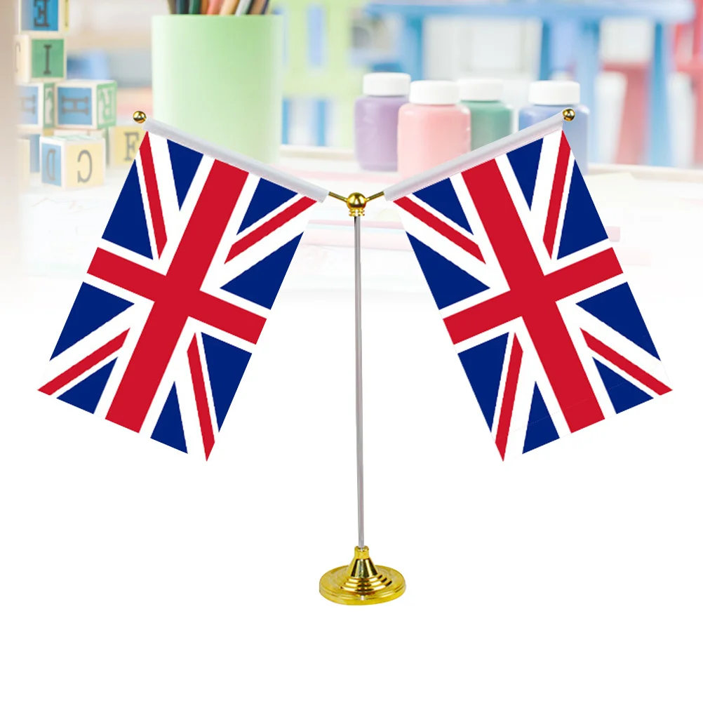 

1pcs Uk Desktop Table Flags Detachable Mini Flag For Conference Office Decoration Britain Country Flag With Base