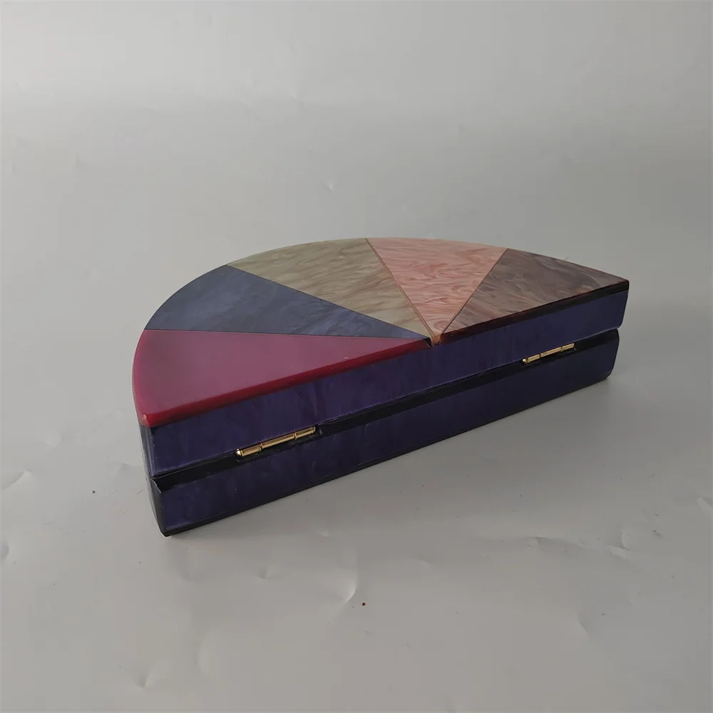 Brand Design Wallet Women Half Room Colorful Geometric Acrylic Evening Luxury Marble Clutch Purse Banquet Wedding Party Hand Bag