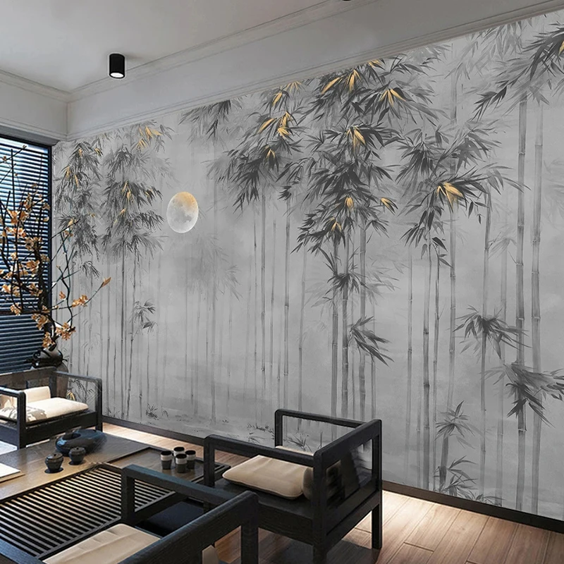 Custom Wall Mural Modern Hand Painted Chinese Ink Bamboo Forest Photo Wallpaper Living Room Bedroom Sofa Backdrop Decor Fresco