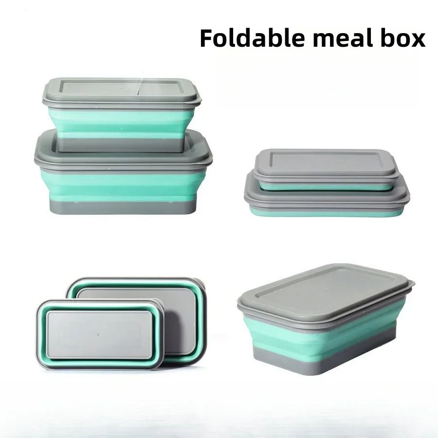 New Square Foldable Lunch Box Multi-Purpose Portable Lunch Box Traveling Out to Work Storage Lunch Box Crisper Box