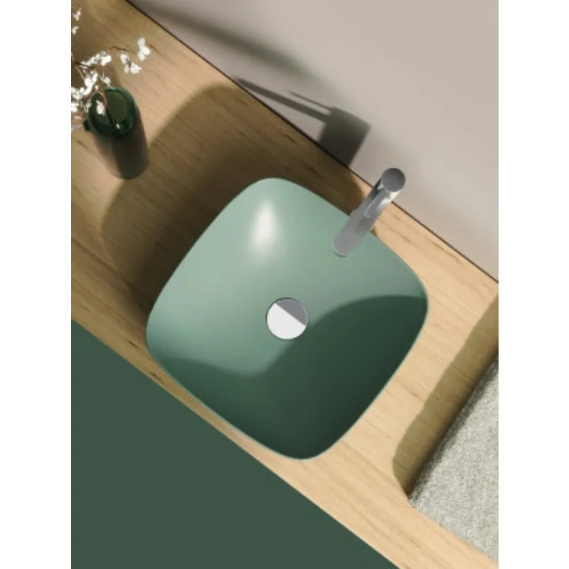 Taichung Basin Semi-embedded , Matte Green Nordic Style Hotel Restaurant Hand Basin MOON Series Countertop Basin