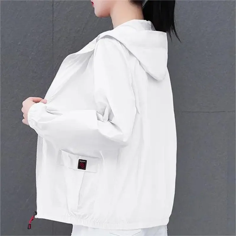 Women Hooded Sun  Jacket Thin Breathable Casual Cycling Lightweight Summer Outerwear