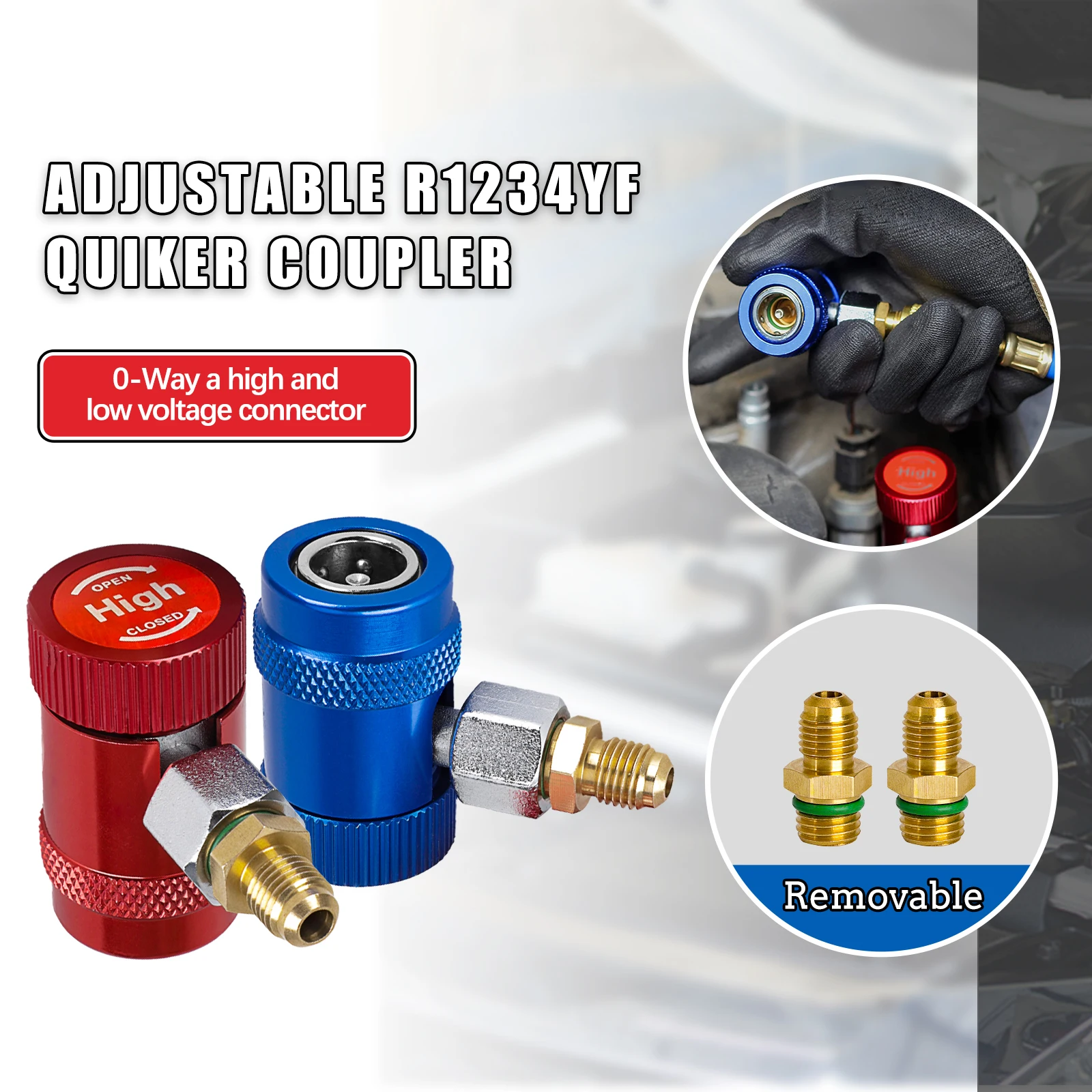 R1234YF Car Auto AC High / Low Side Quick Couplers Adapters Conversion Kit With Manual Couplers R1234yf