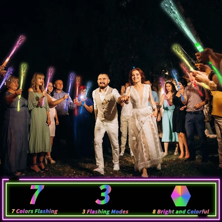 

Набор из 152 разноцветных оптоволоконных светящихся палочек с LED-подсветкой, 3 режима мигания, светящиеся палочки для вечеринок, светящиеся в темноте