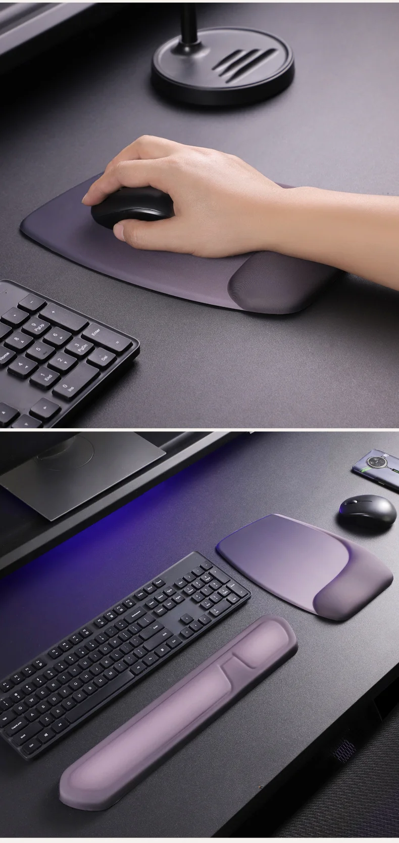 Farbblock-Silikon-Handgelenkauflage Mauspad Ergonomische Schreibtischunterlage für Büro und Gaming 5 Zweifarbige Sets – Detail 6