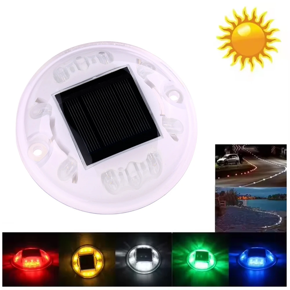 Exacjon de route solaire à 10 LED, rond, suréWer, PC, plastique clignotant, œil de chat clignotant, marqueur de chaussée, pont, S6, lampadaire pour route