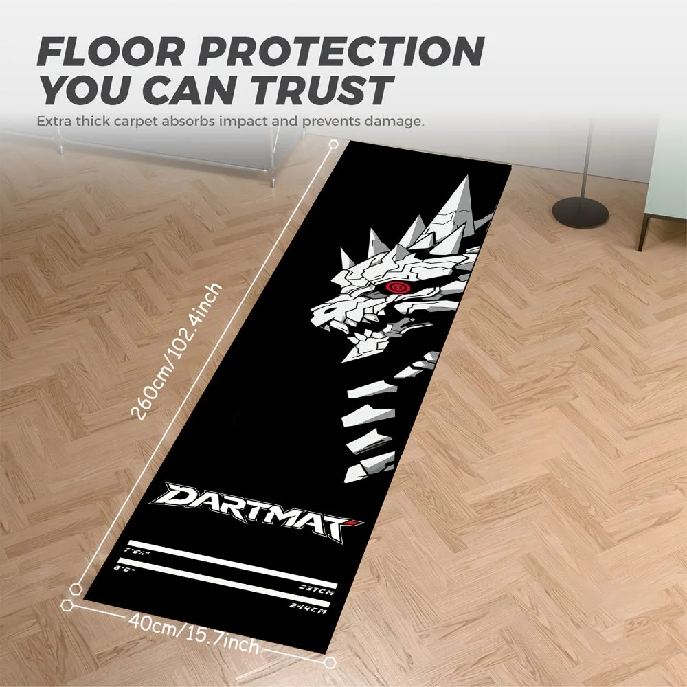 VIKAMA Mecha Dragon Dart Mat Throwing Line Carpet Dart Sport Enthusiast Wear-Resistant Training Mat Game Room Club Decoration