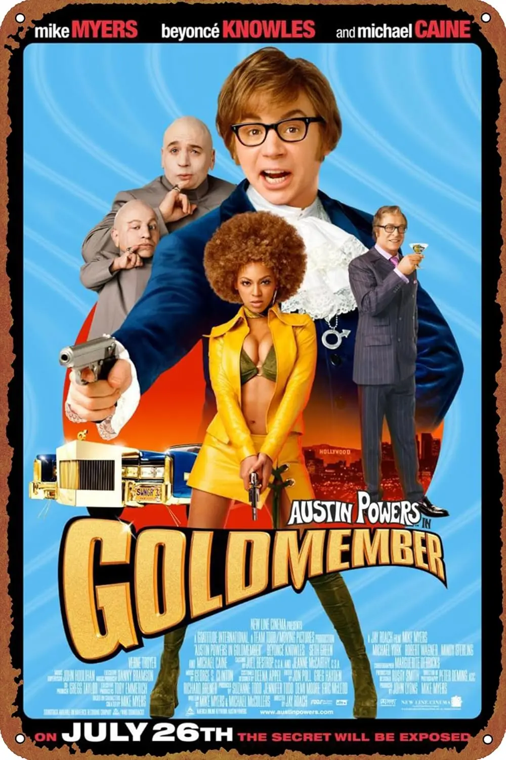 Austin Powers in Goldmember Vintage Metal Tin Sign Garage Sign Wall Decoration Old Car Shop Poster Oil Station Sign 8 × 12 inche