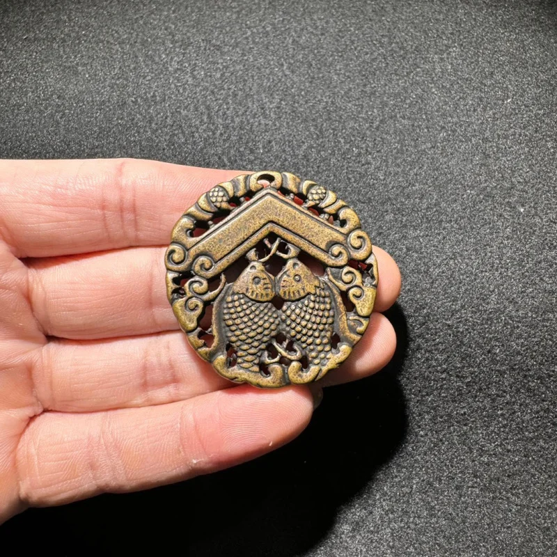 Antique Pisces Bronze Carp Hanging Piece Pendant Vintage Brass Ornaments