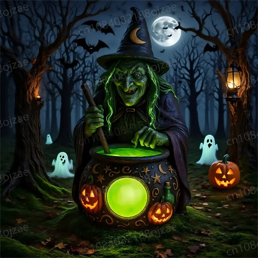 Halloween Witch Table Lamp - Spooky Decorative Light for Horror Ambiance, Halloween Party Decoration