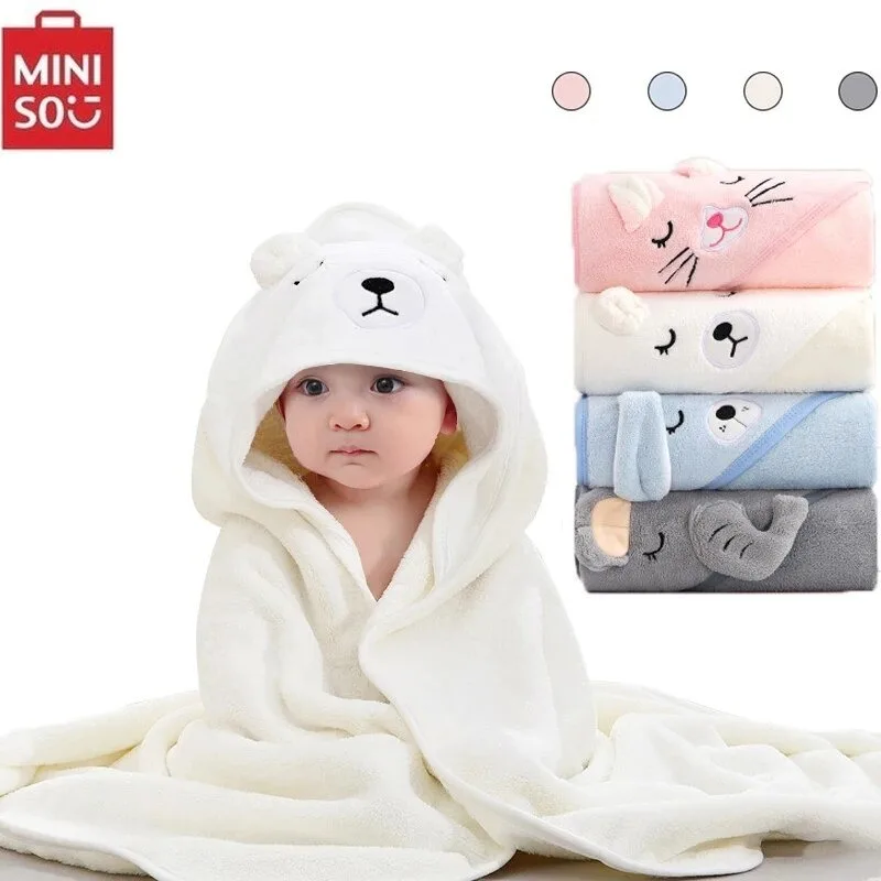 

MINISO Baby Long Scarf Wrapped Blanket Spring and Autumn Newborn Air Conditioning Wrapped Towel Swaddling Bath Towel Children