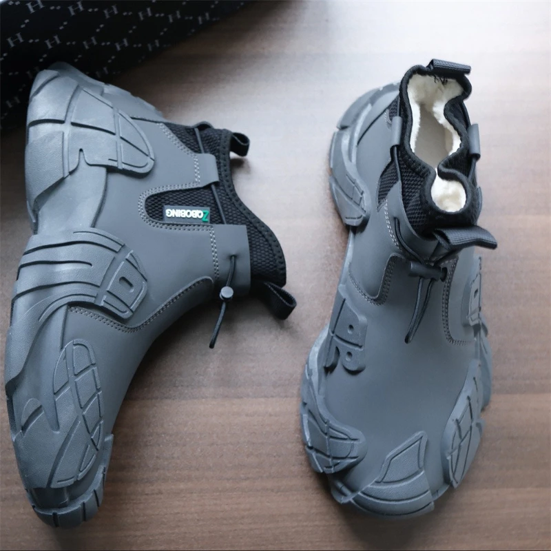 Neue Winter-Herrenschuhe aus Baumwolle mit dickem Fleecefutter für warme Herren-Schneestiefel – Detail 6