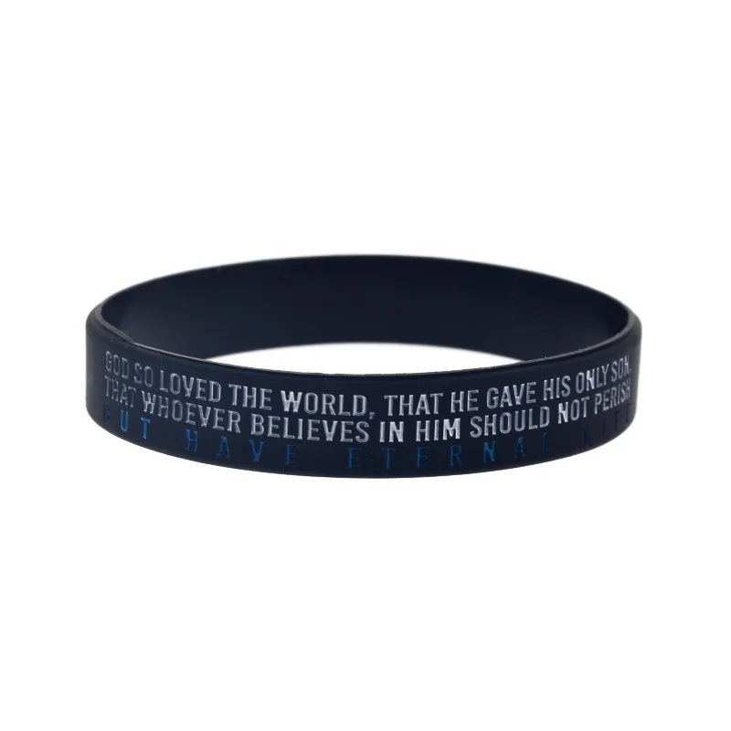 50 Stück Silikon-Armband Jesus Gummi-Armreif mit den Bibelstellen Jesaja 40:31, Josua 1:9, Johannes 3:16, Römer 12:2 – Detail 6