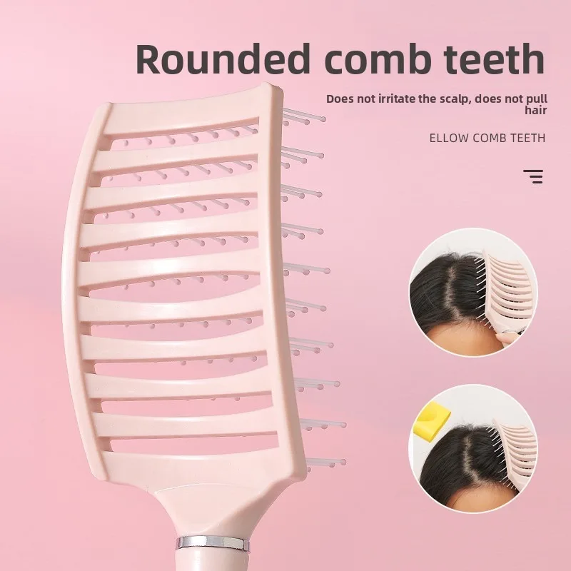 Hollow Design Rake Comb–Fluffy Look, Rounded Teeth Non-Irritating,No Hair Fall,Static-Free Scalp Massage Comb for Daily Use